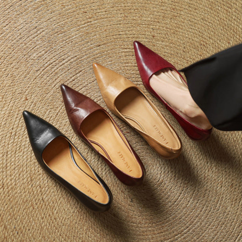 French Style Low Heel Pointed Toe Work Shoes