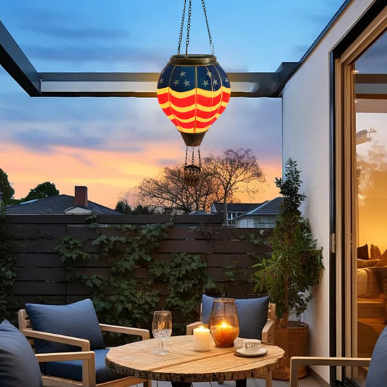 American Flag Hot Air Balloon Solar Lantern Outdoor & Pond Lighting product image 2