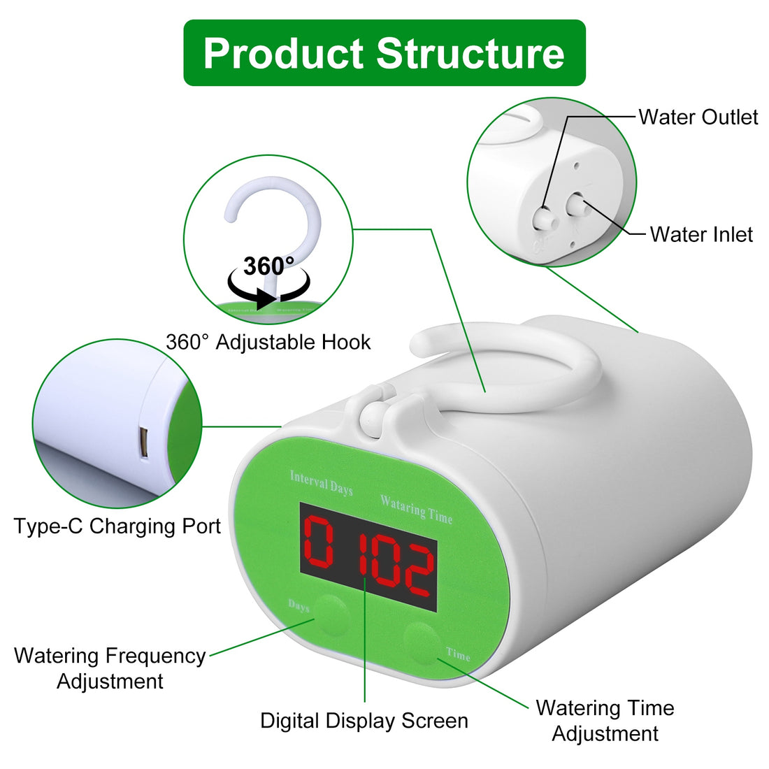Automatic indoor plant watering system with timer, pump and drip stakes, photo 8 of 10