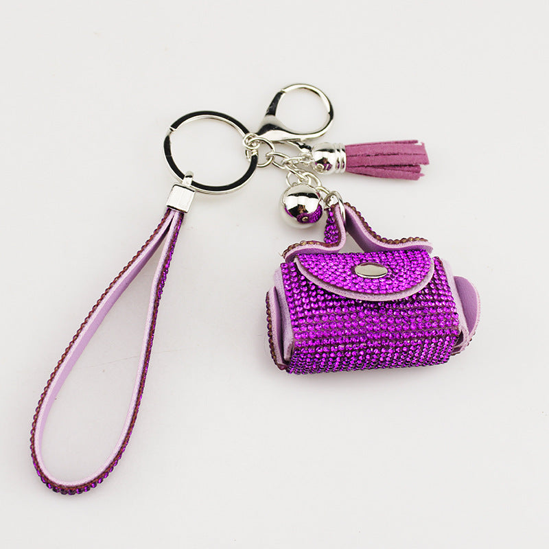 Rhinestone Mini Purse Keychain Coin Pill Earphone Holder Bag
