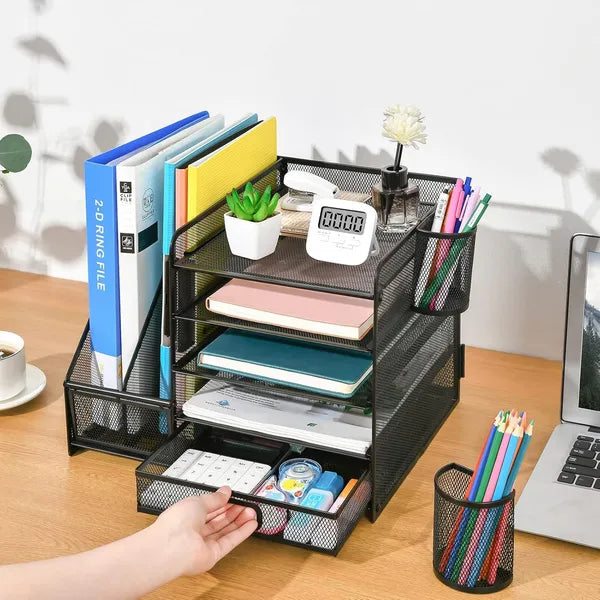 5-Tier Steel Desktop Stationery Storage Organizer Rack