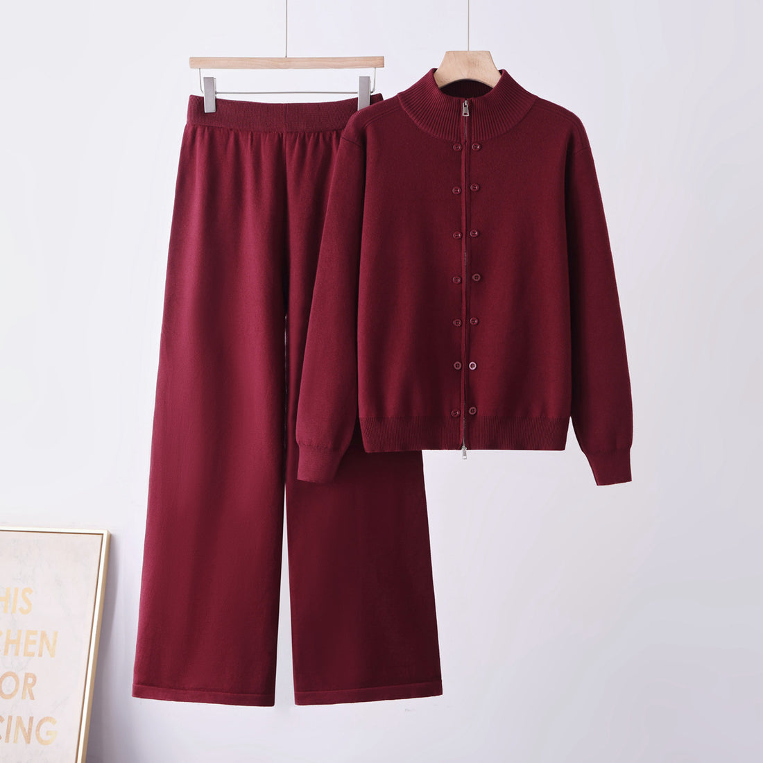 Women's thick knit half-zip sweater and trousers two-piece set, photo 4