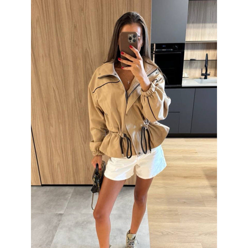Waist-Cinching Long Sleeve Jacket