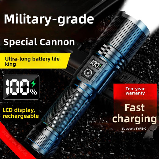 Rechargeable LED Flashlight with LCD Display