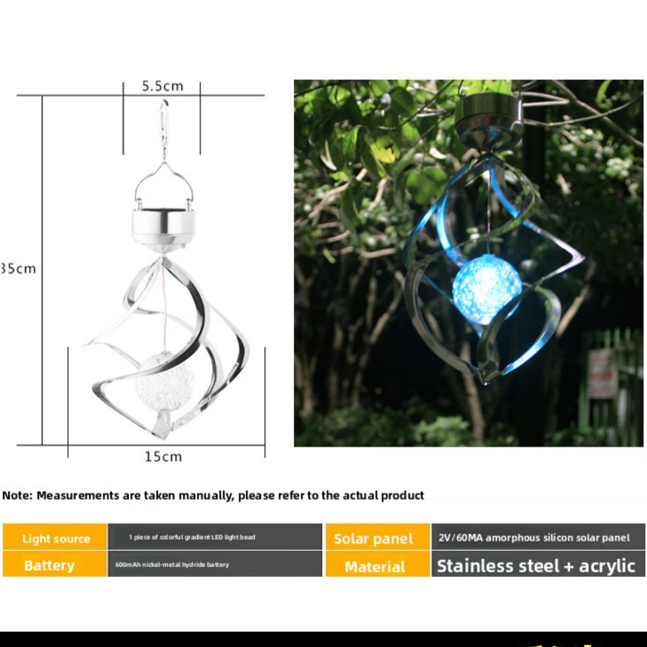 Solar Powered LED Wind Spinner Light