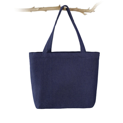 Denim and Canvas Shoulder Handheld Shopping Bag