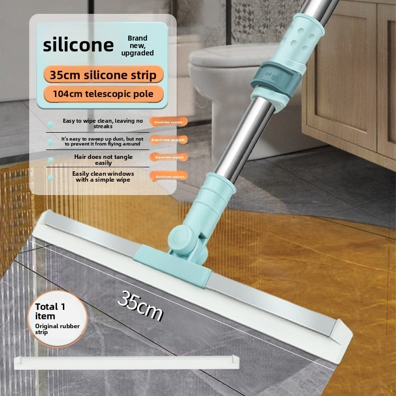 Household floor scraping and water sweeping broom