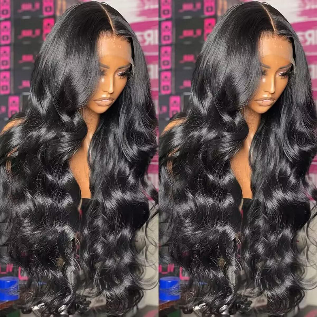 Long Curly Wavy Synthetic Full Head Cover Lace Front Wig