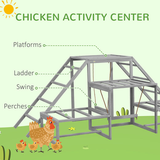 Chicken roost swing set, perches close-up