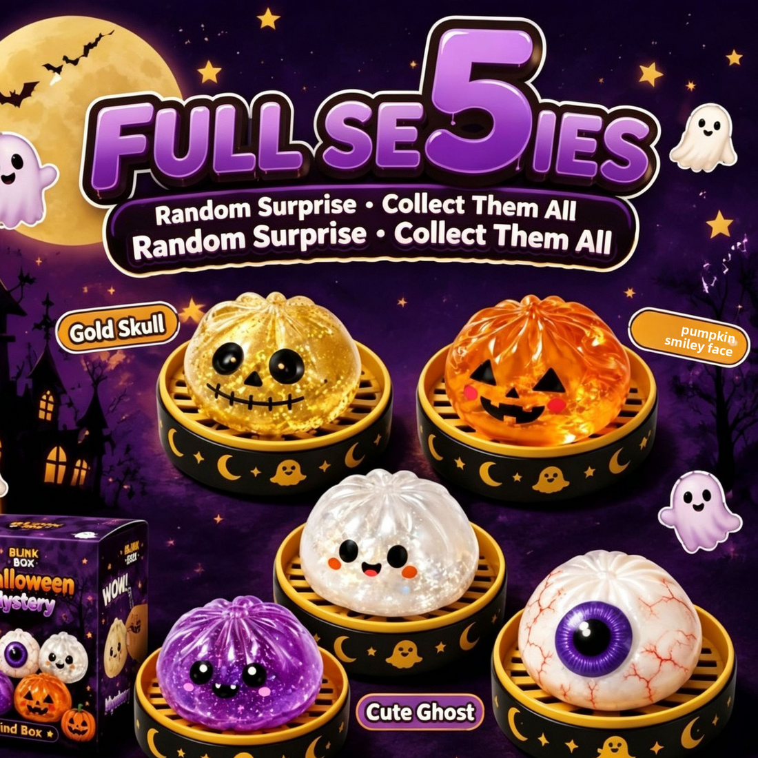 Halloween dumplings, scary buns, rebound stress-relieving toys