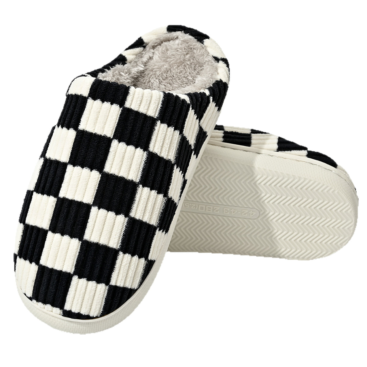 Checkerboard Plush Home Slippers