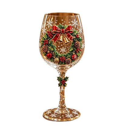 Christmas Glass Art Cup Art Glass Goblet