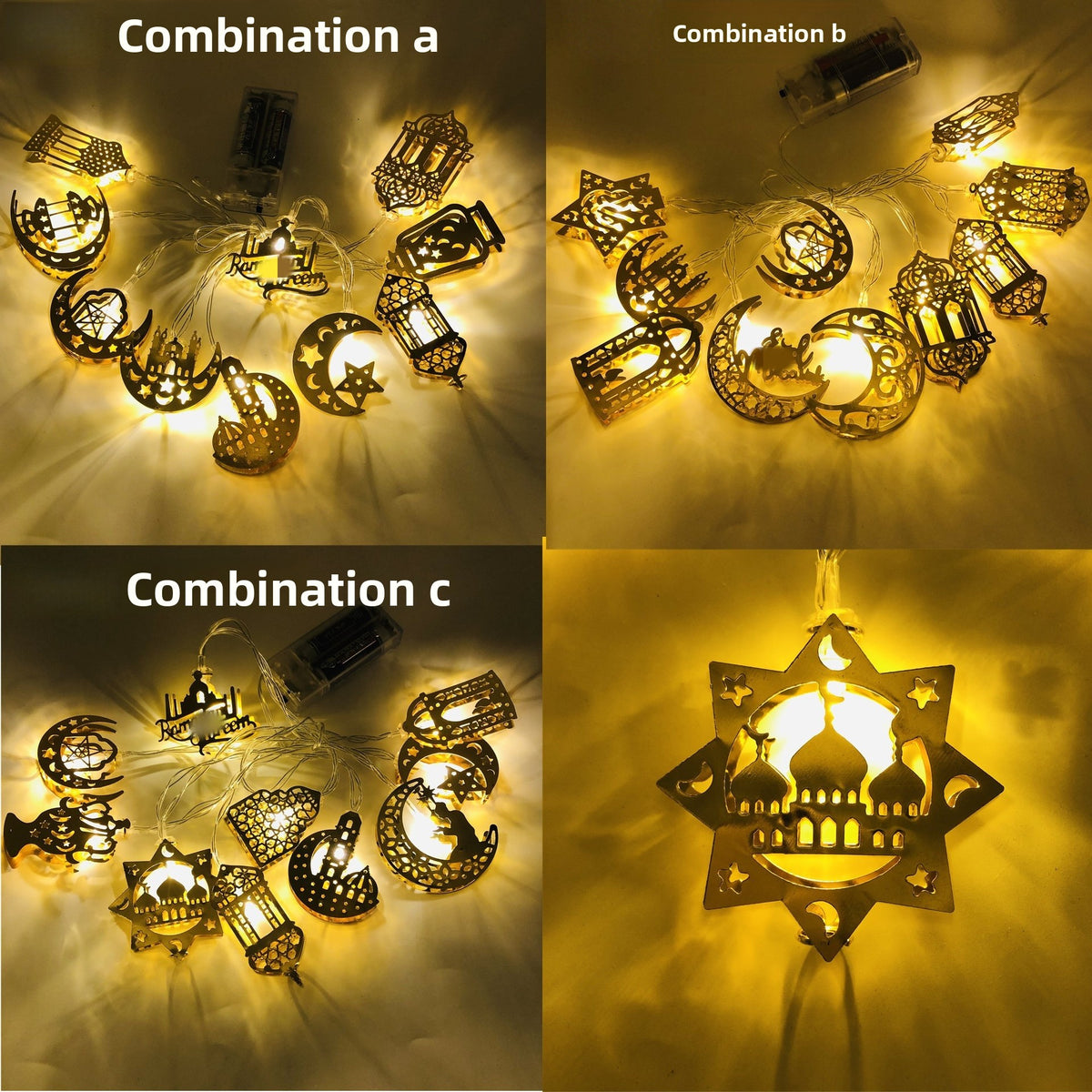 Golden Star Moon Castle LED String Lights Arabic Style