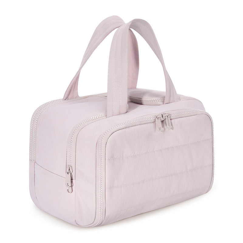 Partitioned Makeup Storage Bag with Wide Opening