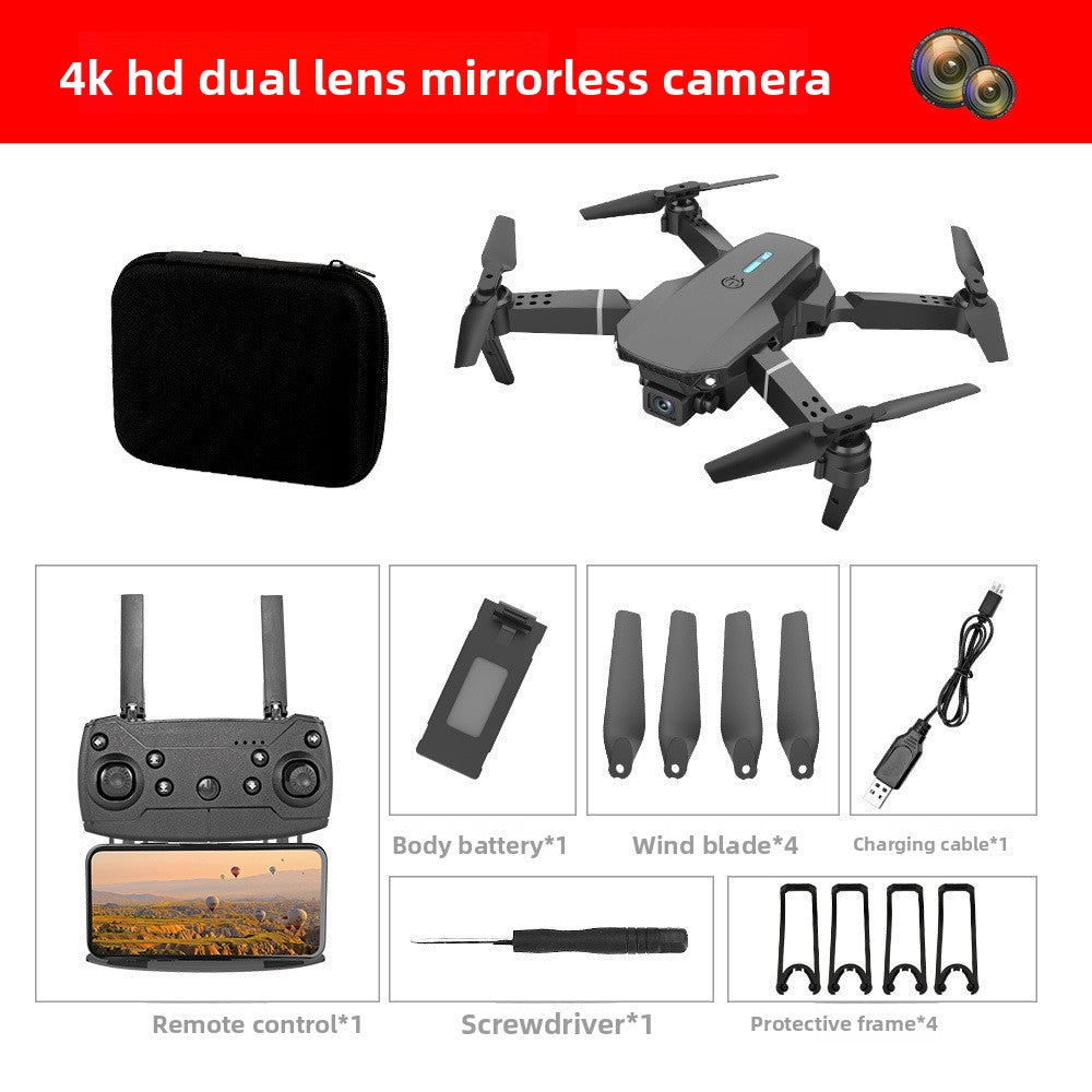 Foldable dual-camera drone, black dual camera, 1 battery standard