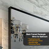 40x30 Inch Glossy Black Bathroom Wall Vanity Mirror