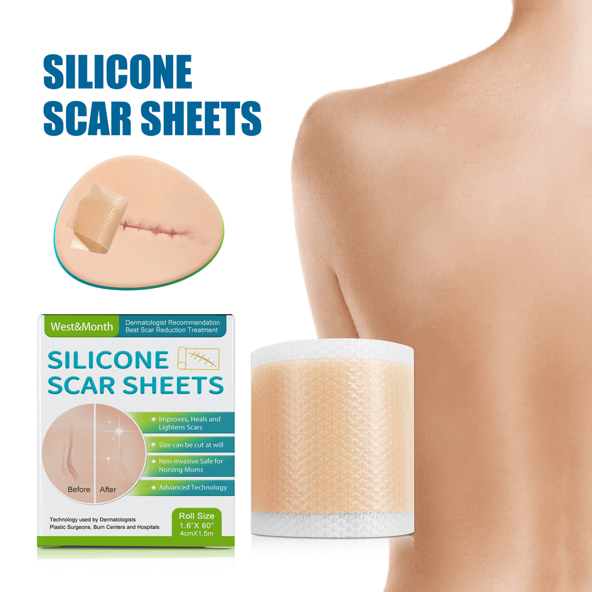 Silicone scar patch 1-pack, 2-pack, and 3-pack options
