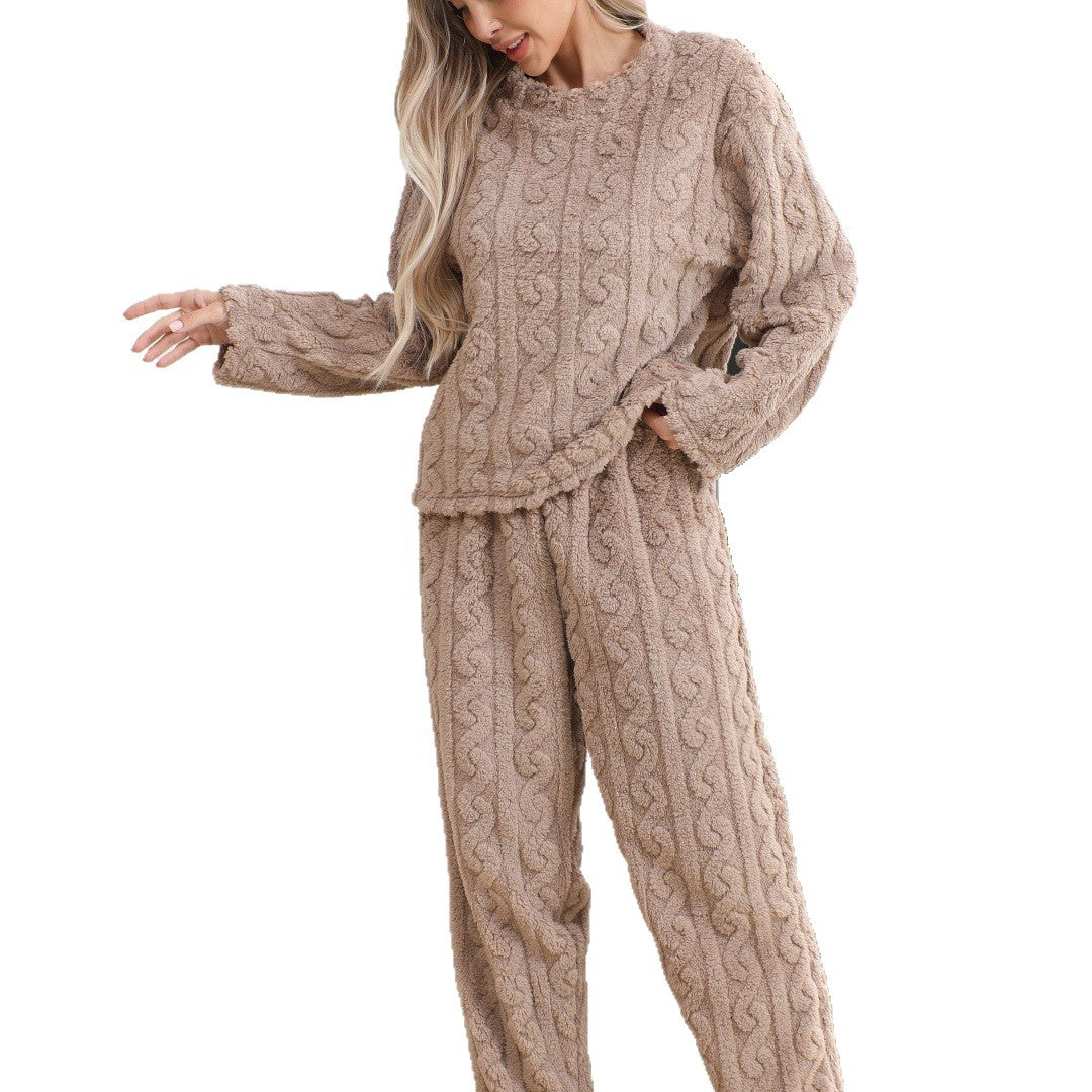 Coral Fleece Womens Pajama Set Home Wear
