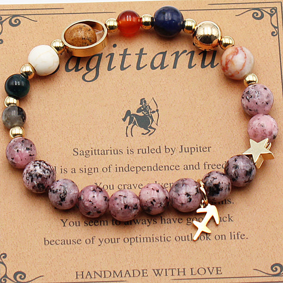 Sagittarius bracelet with pink beads, for reference