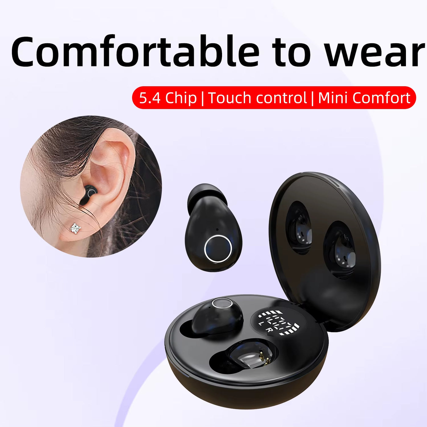 Bluetooth earbuds in purple color variant