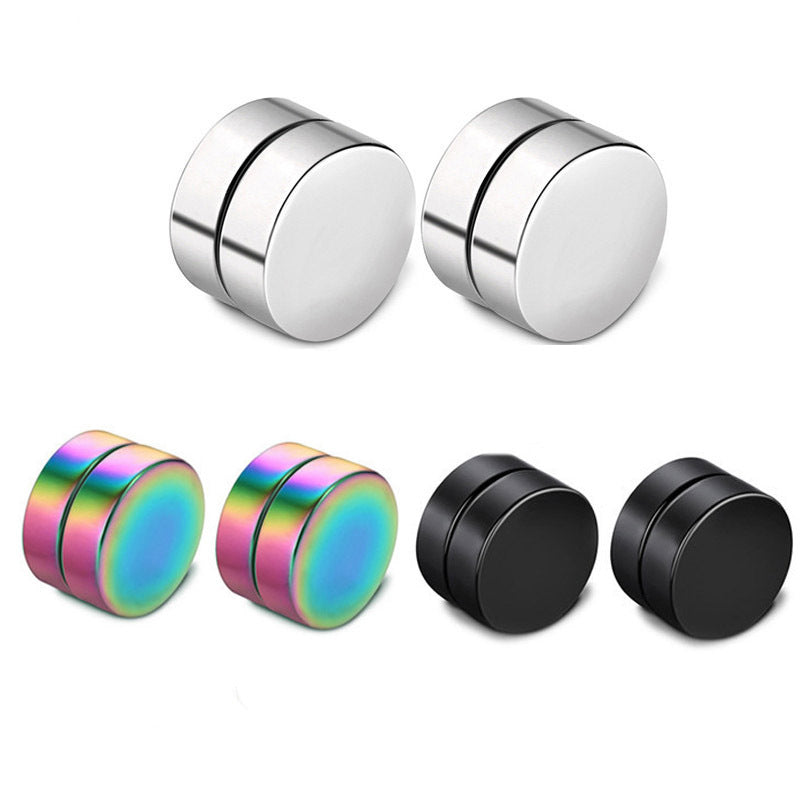 Minimalist Round Magnetic Ear Clip No Piercing Double-Sided Fake Earrings for Men and Women