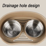 Anti-Tipping Elevated Stainless Steel Dog Bowl with Large Capacity Non-Slip Bottom Double Bowls Pet Feeding Supplies