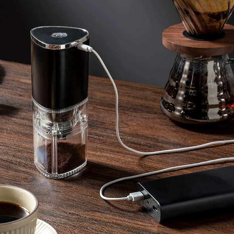 Portable USB coffee grinder USB-C charging port