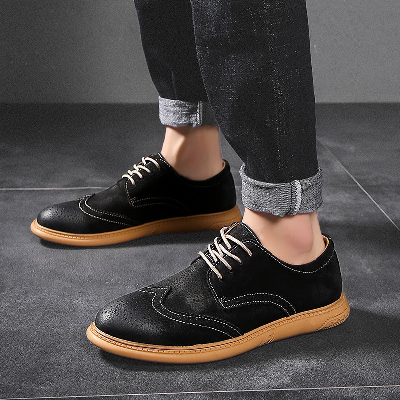Men's Brogue Leather Casual Breathable Loafers Driving Shoes