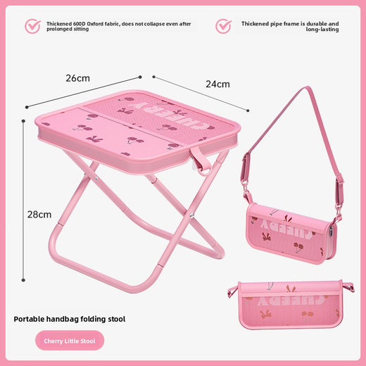 Portable Folding Stool Cherry Print Outdoor Chair