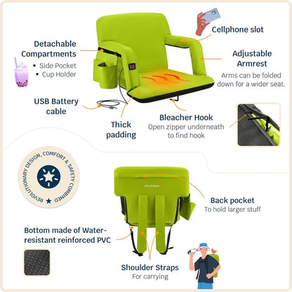Alpcour Heated Reclining Stadium Seat with Back Support