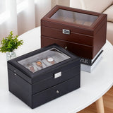 Leather Watch Storage Box with Transparent Lid