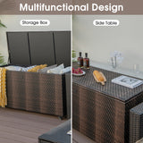 Wicker outdoor storage box with built-in wheels