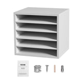 5 Compartment Wood Literature Organizer with Adjustable Shelves