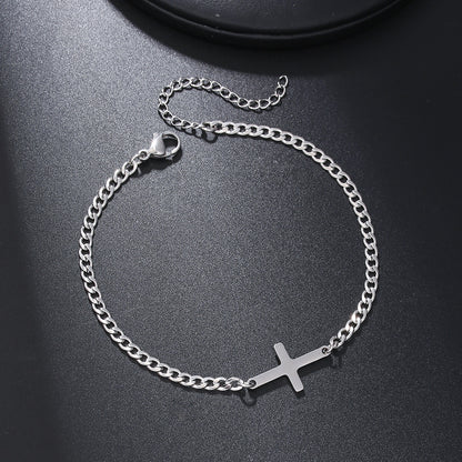 Geometric stainless steel triangle NK chain bracelet men hip hop cross love charm bracelet for women