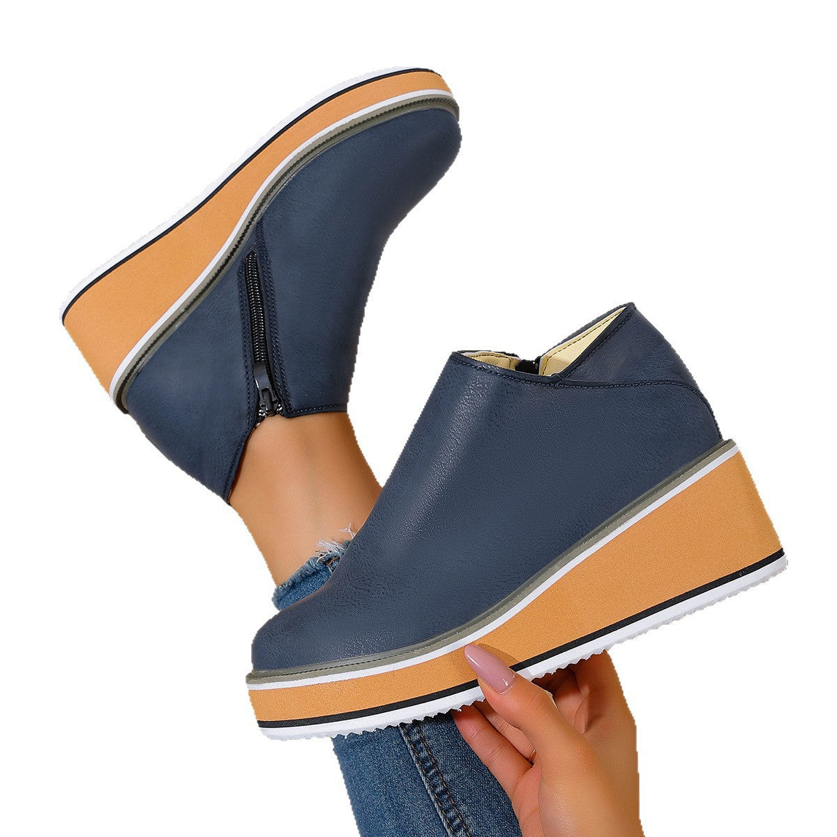 Womens Retro Wedge Boots
