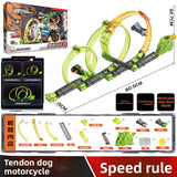 Inertia Powered Motorcycle Track Toy