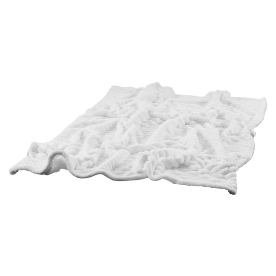 White fleece throw blanket spread flat