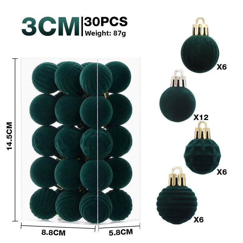 Set of small velvet flocked Christmas ball ornaments, photo 7