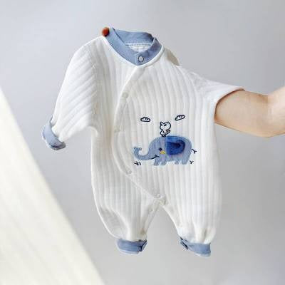 Cotton Quilted Baby Jumpsuit for Autumn and Winter