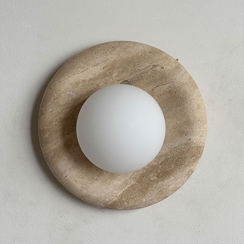 Wabi-sabi Style Minimalist Yellow Travertine Bedside Wall Lamp