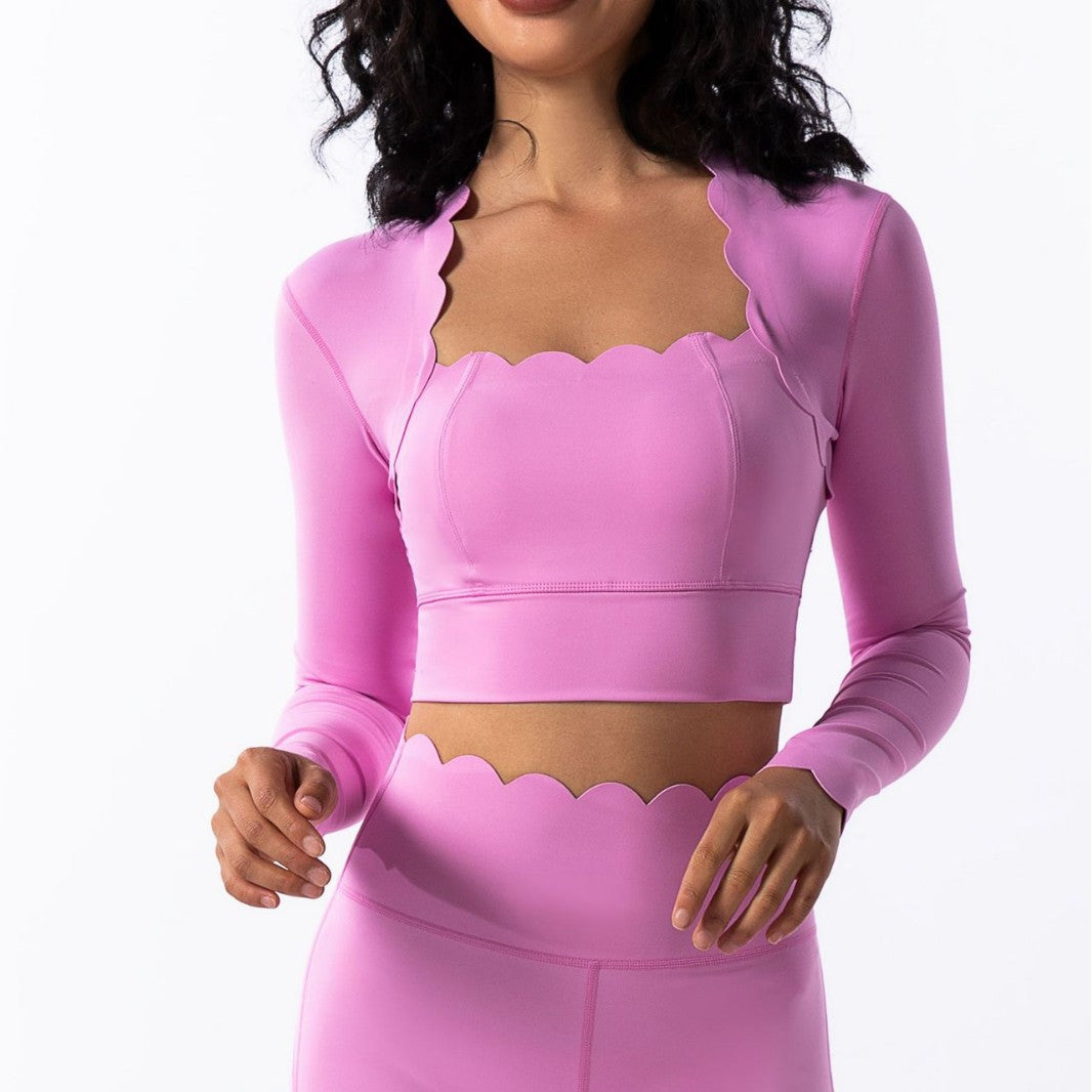 Wavy Lace Fitness Set with Chest Support