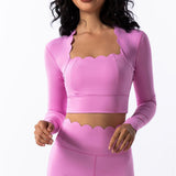 Wavy Lace Fitness Set with Chest Support