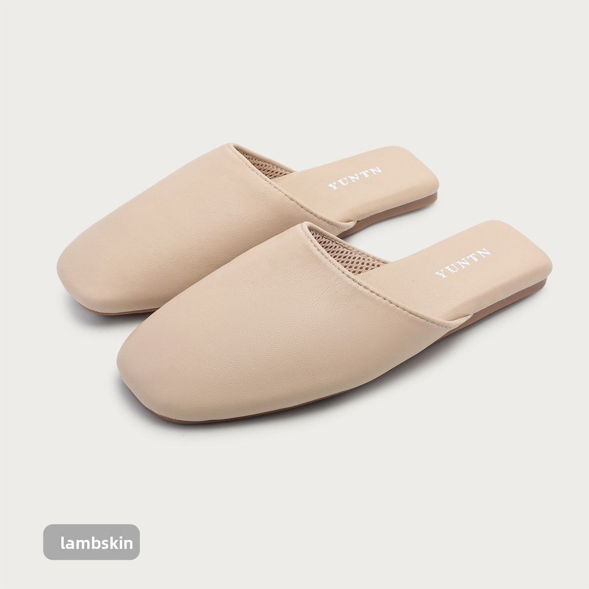 Minimalist Lambskin Indoor Slippers with Anti-Slip Sole