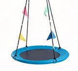 Close-up of the rainbow disc swing seat and rope