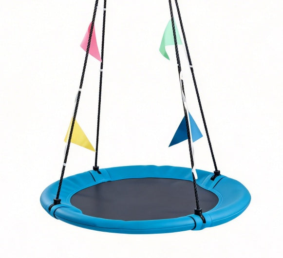 Close-up of the rainbow disc swing seat and rope