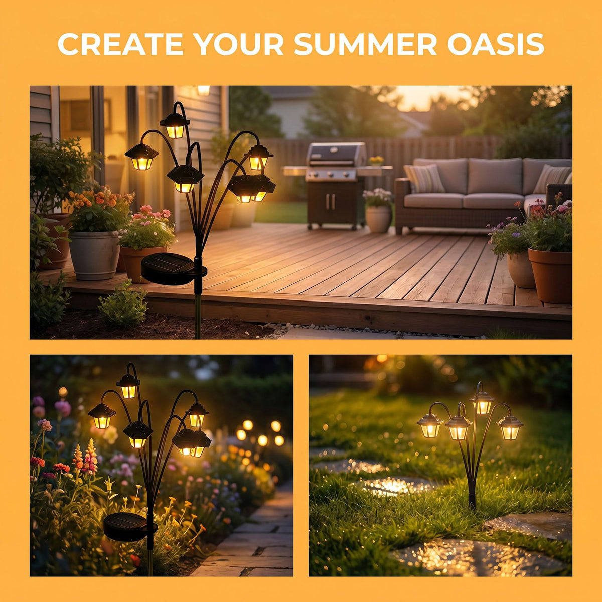 Solar Powered Waterproof Retro Garden Lantern