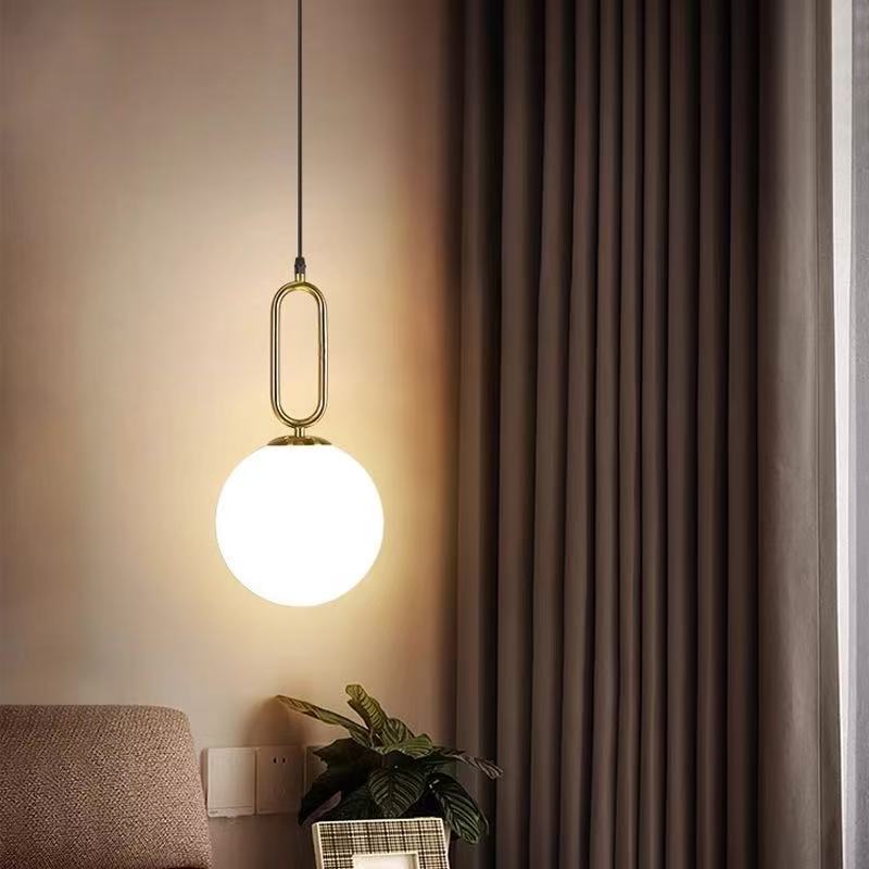 Modern Minimalist Single-Head Glass Hanging Pendant Lamp for Bedroom Corridor
