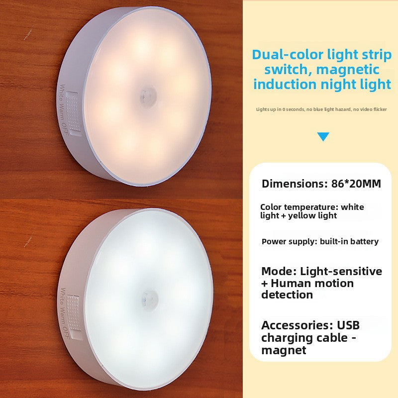 Rechargeable LED Motion Sensor Night Light USB Cordless Wall Mounted Bedside Lamp