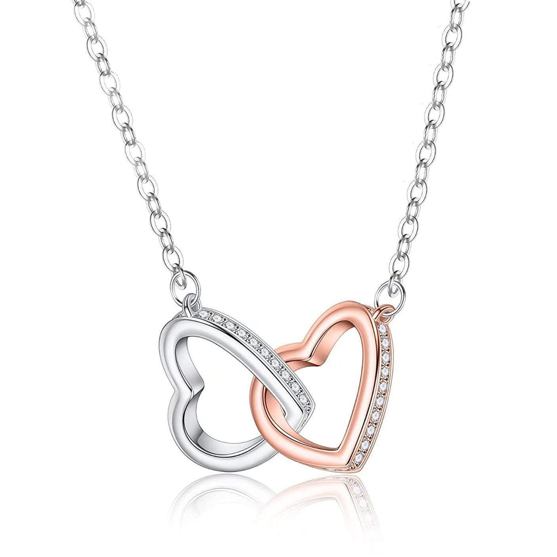 Simple Two Color Heart Buckle Stainless Steel Necklace for Women Elegant Daily Jewelry Gift
