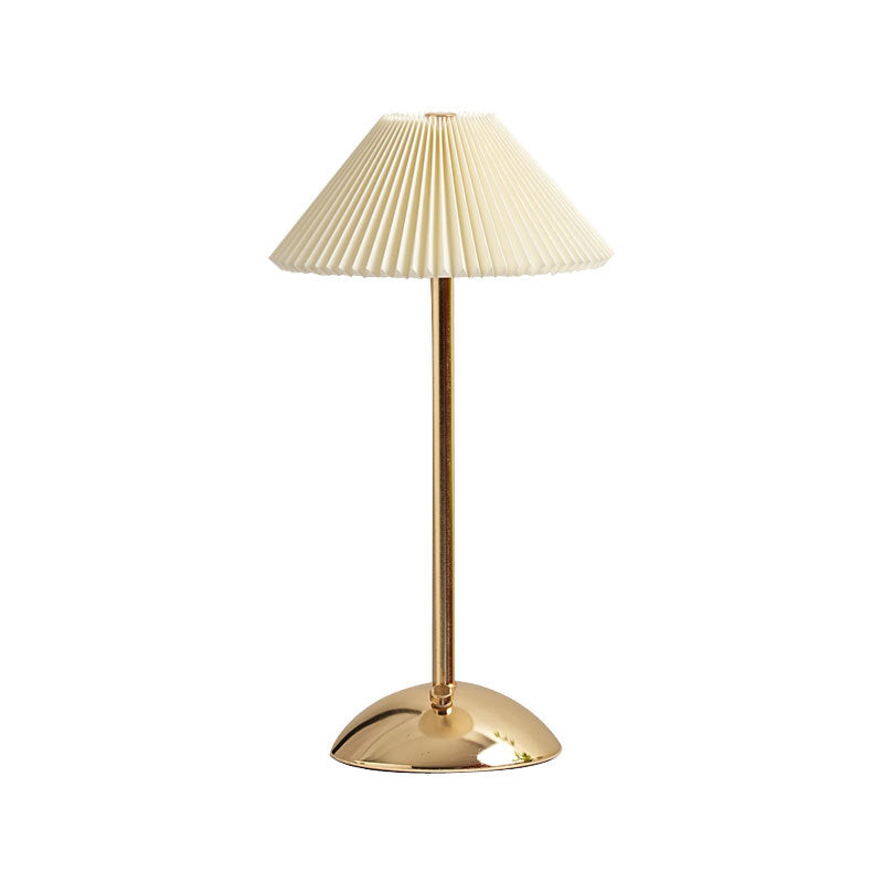 Bedroom Bedside Table Lamp, Pleated Ambiance Rechargeable Table Lamp